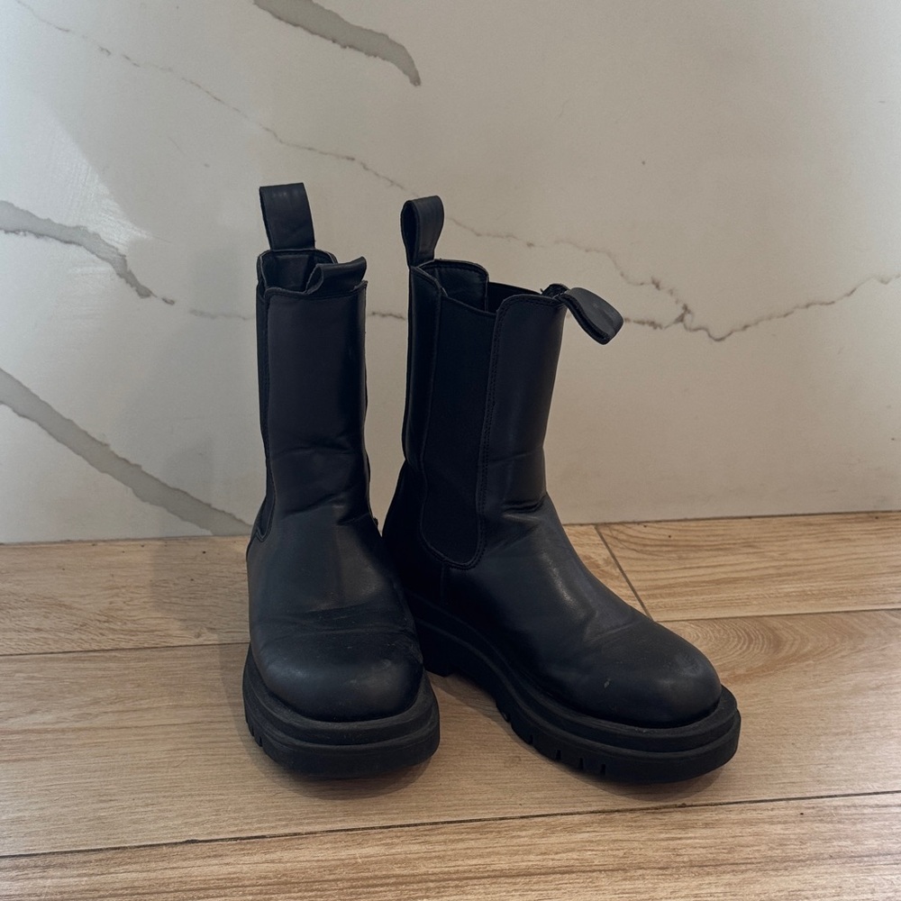 Sleek Black Moto Boots